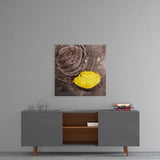 Yellow Leaf Glass Wall Art