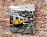 Lisbon Yellow Tram Glass Wall Art