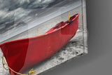 Red Kayak Glass Wall Art