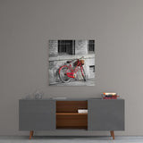 Red Bicycle Glass Wall Art