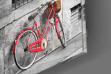 Red Bicycle Glass Wall Art