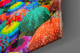 Colorful Umbrellas Glass Wall Art