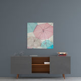 Colorful Umbrellas Glass Wall Art