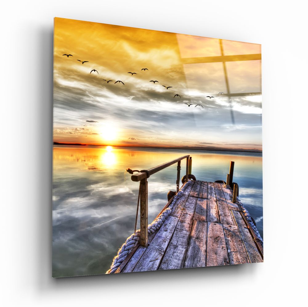 Sunset Landscape Glass Wall Art