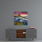 Mountain River Landscape Glass Wall Art