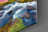 Mountain River Landscape Glass Wall Art