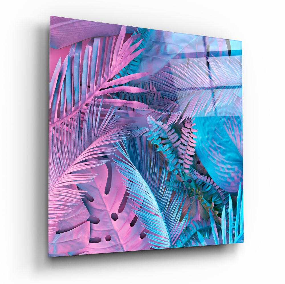 Tropical Leaves Glass Wall Art