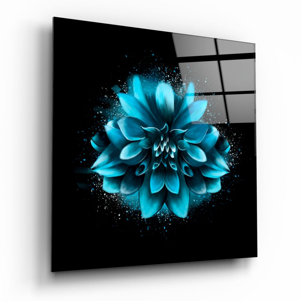 Blue Flower Glass Wall Art