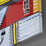 Abstract Houses Glass Wall Art