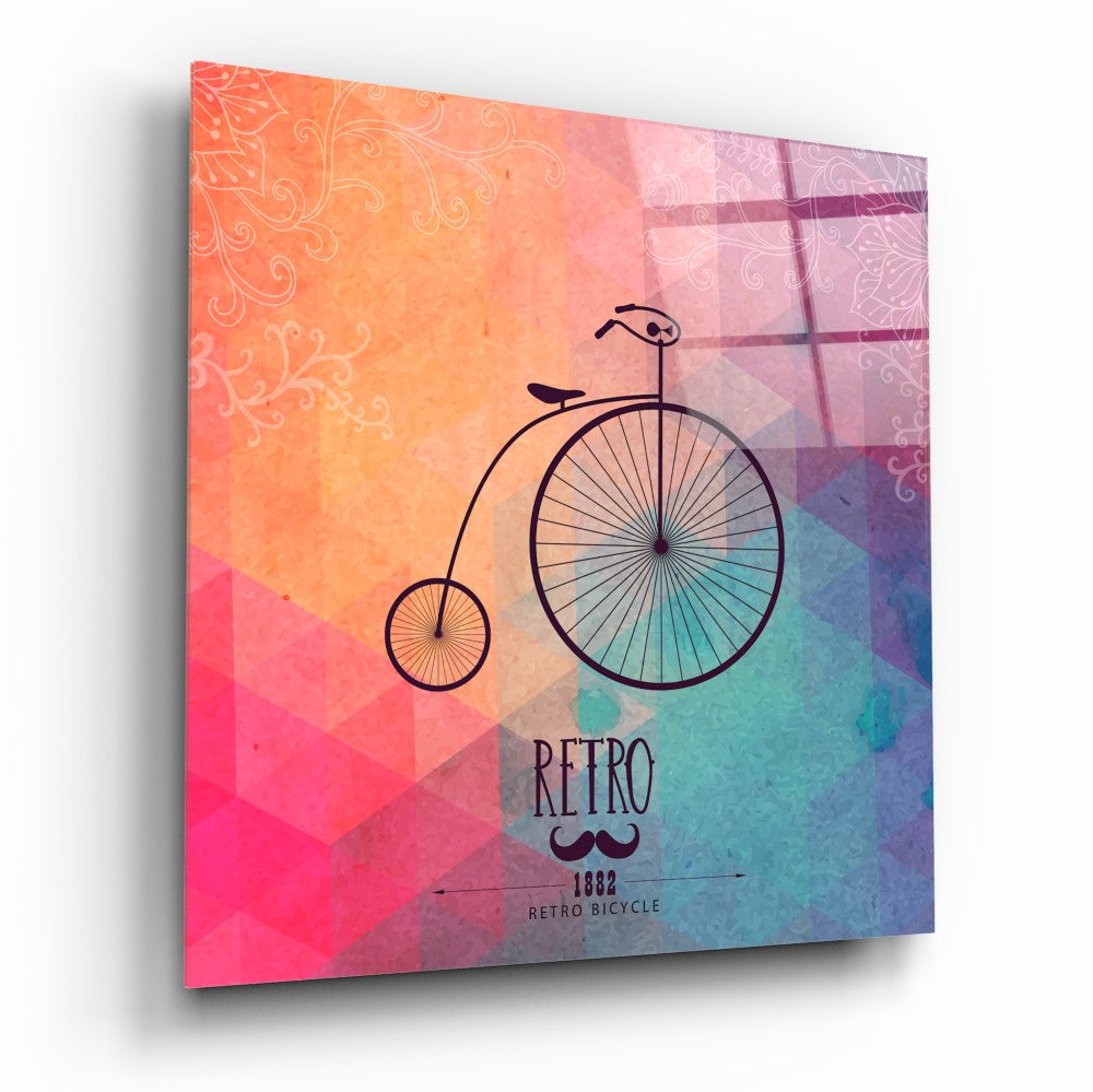 Retro Bicycle Glass Wall Art