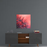 Red Dandelion Glass Wall Art