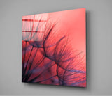 Red Dandelion Glass Wall Art