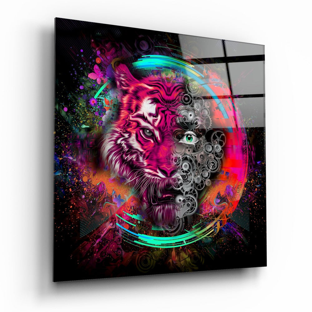 Machine Tiger Glass Wall Art