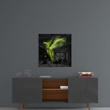 Green Parrot Glass Wall Art