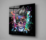 Colors and Skull Glass Wall Art