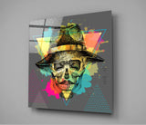 Skull - Never Without a Hat Glass Wall Art