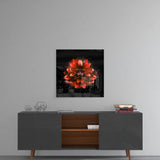 Red Lotus Glass Wall Art