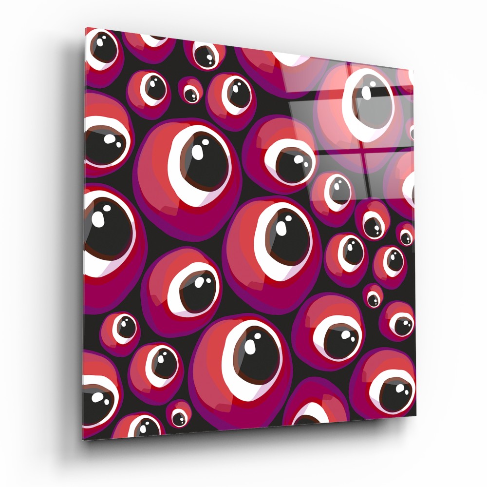 Red Evil Eye Beads Glass Wall Art