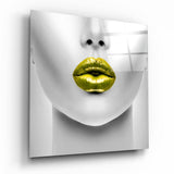 Gold Lips Glass Wall Art