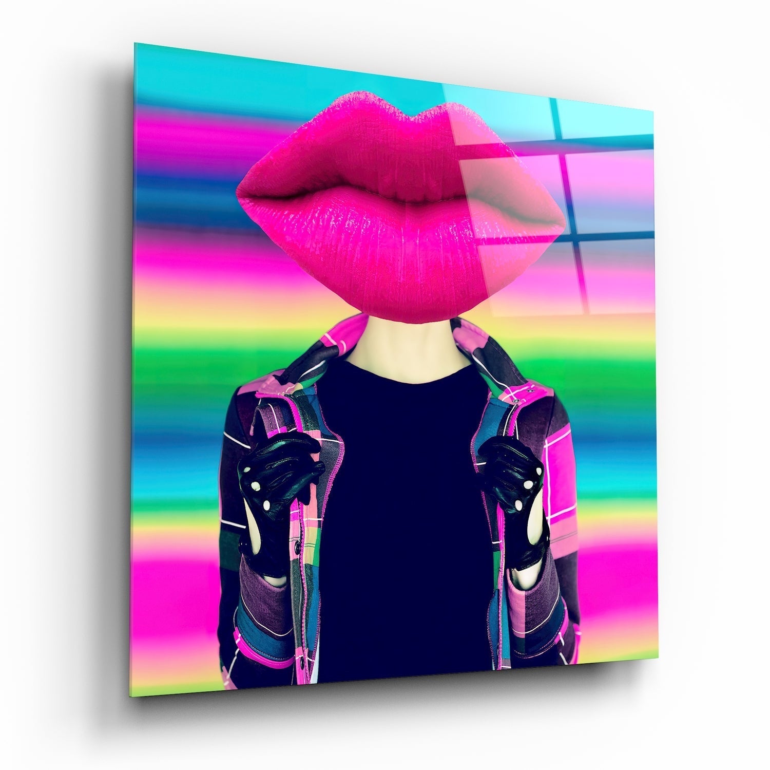 Head Lip Glass Wall Art