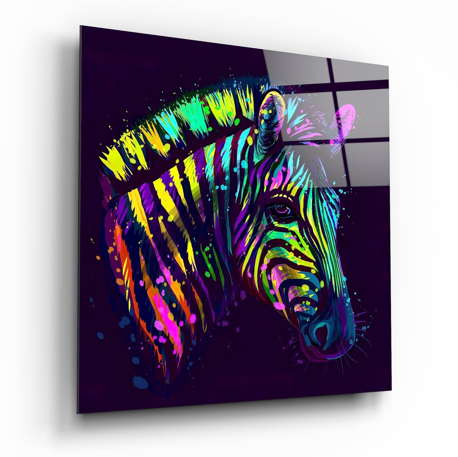 Colorful Zebra Glass Wall Art | Insigne Art Design