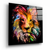 Yellow Lion Glass Wall Art | Insigne Art Design