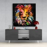 Yellow Lion Glass Wall Art | Insigne Art Design