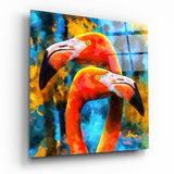 Flamingos Glass Wall Art | Insigne Art Design