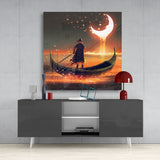 Red Moon Glass Wall Art | Insigne Art Design