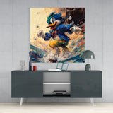 Surfing Duck Glass Wall Art  || Designer Collection | Insigne Art Design