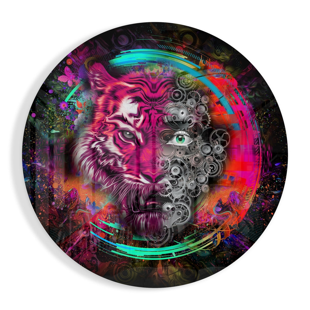 Mechanical Tiger Glass Wall Art