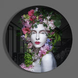 Floral Woman Glass Wall Art