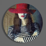 Woman in Hat Glass Wall Art