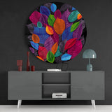 Colorful Leaves Glass Wall Art