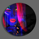 Neon Woman Glass Wall Art