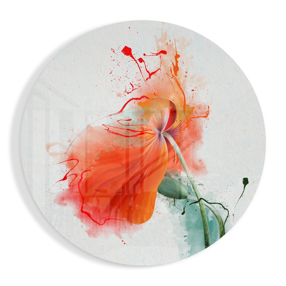 Watercolor Flower Glass Wall Art