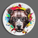 Musician Bear Glass Wall Art