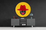 Red Hat Silhouette Glass Wall Art