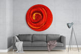 Red Cycle Glass Wall Art