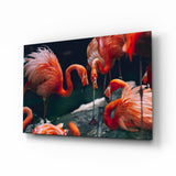 Flamingos Glass Wall Art