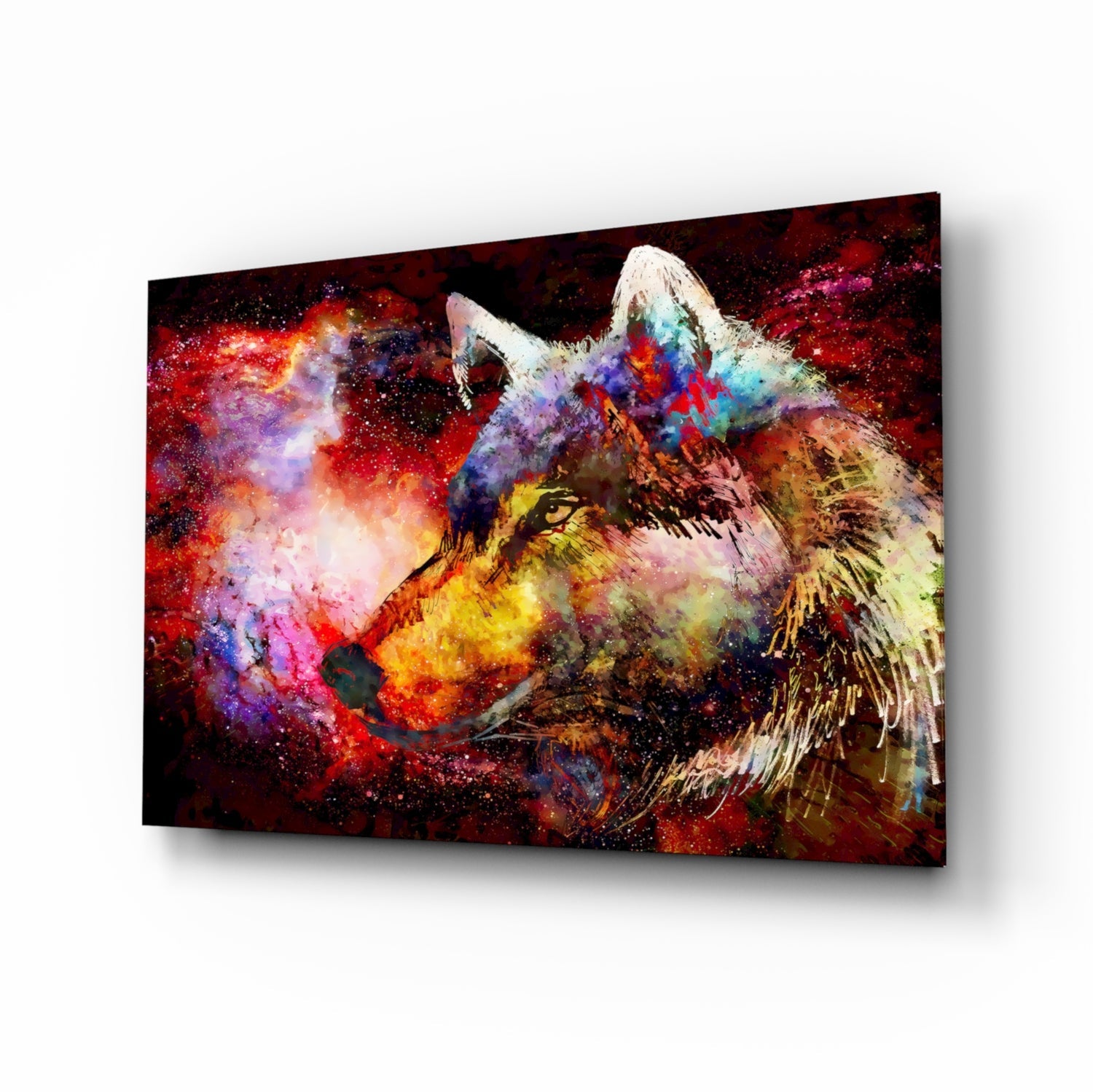 Colorful Wolf Glass Wall Art