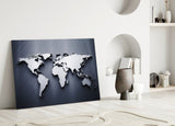 World Map Glass Wall Art