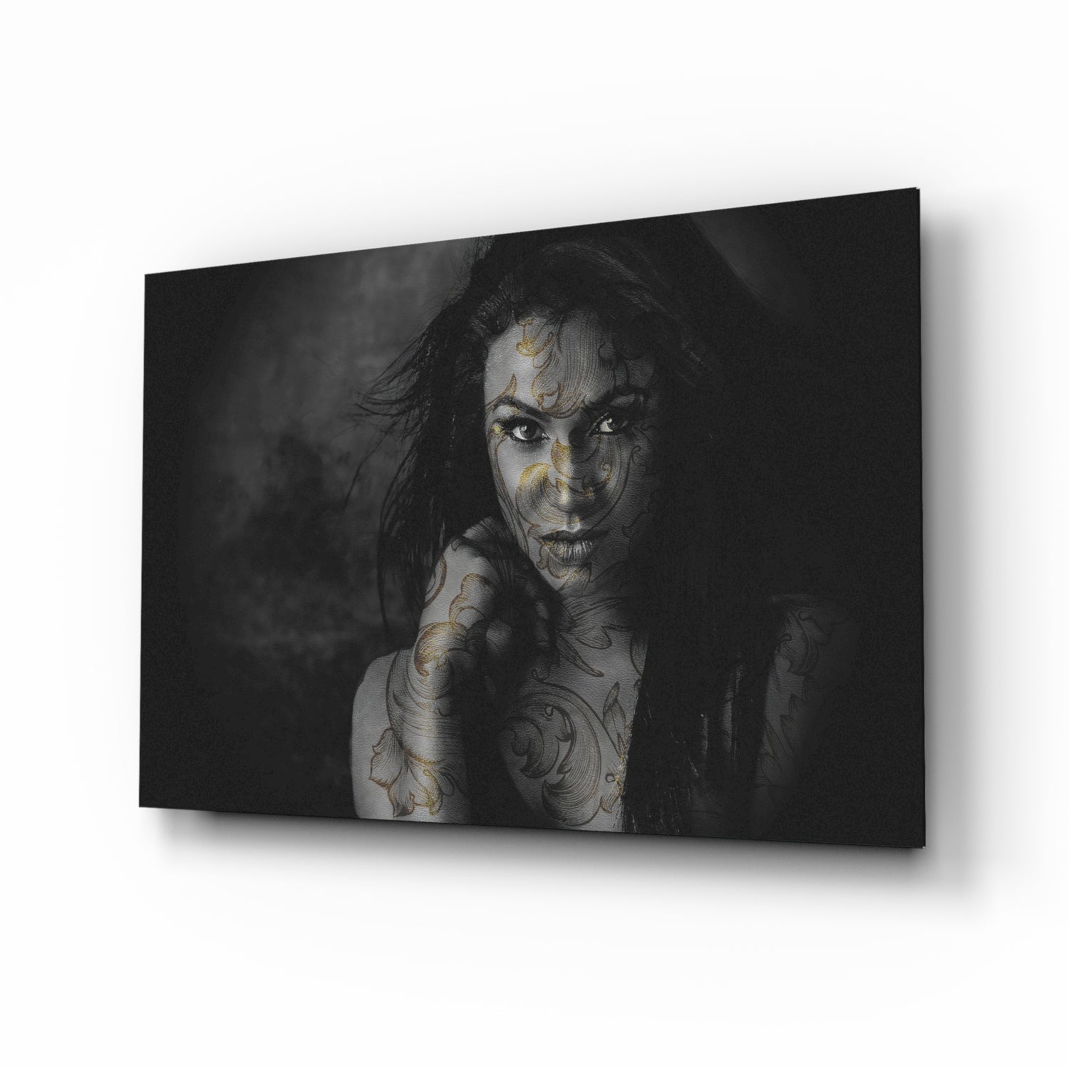 Tattooed Woman Glass Wall Art