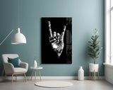 Horns Hands Glass Wall Art