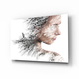 Woman Bird Glass Wall Art