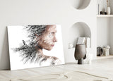 Woman Bird Glass Wall Art