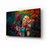 Harley Quinn and Deadpool Glass Art