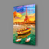 Eiffel and Boat Glass Wall Art