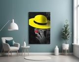 Yellow Hat Glass Wall Art