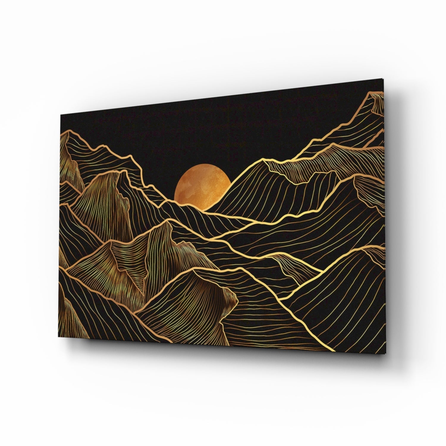 Moon and Mountains Glass Wall Art